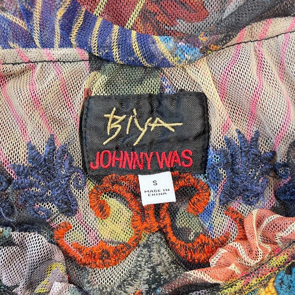 $328 NWOT Johnny Was Mazzy Poet Mesh Floral Embroidered Blouse Top Size S - Picture 11 of 15